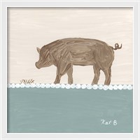 Framed 'Out to Pasture III  Brown Pig' border=