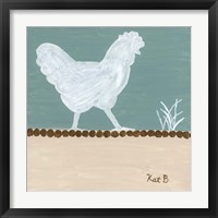 Framed 'Out to Pasture IV  White Chicken' border=