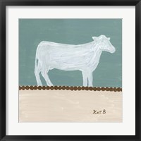 Out to Pasture V  White Cow Framed Print