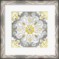 Framed 'Jewel Medallion yellow gray I' border=