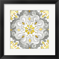 Framed Jewel Medallion yellow gray I