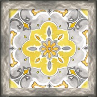 Framed 'Jewel Medallion yellow gray III' border=