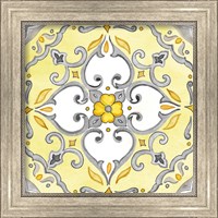 Framed 'Jewel Medallion yellow gray IV' border=