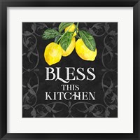 Framed 'Live with Zest sentiment I-Bless this Kitchen' border=