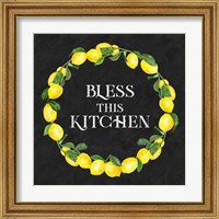 Framed 'Live with Zest wreath sentiment I-Bless this Kitchen' border=