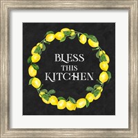 Framed 'Live with Zest wreath sentiment I-Bless this Kitchen' border=