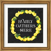 Framed 'Live with Zest wreath sentiment II-Family Gathers' border=