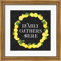 Framed 'Live with Zest wreath sentiment II-Family Gathers' border=