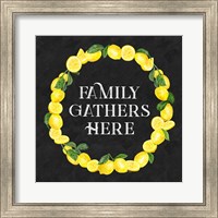 Framed 'Live with Zest wreath sentiment II-Family Gathers' border=