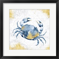 Framed 'Deep Blue Sea V White Gold' border=