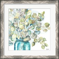 Framed 'Eucalyptus in Mason Jar II' border=