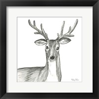 Framed Watercolor Pencil Forest VIII-Deer