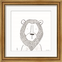 Framed 'Lion Line Drawing 1' border=