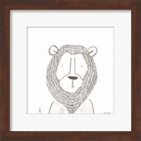 Framed 'Lion Line Drawing 1' border=