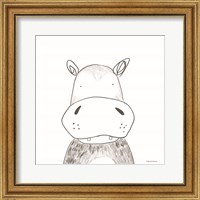 Framed 'Hippo Line Drawing' border=