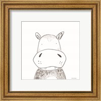 Framed 'Hippo Line Drawing' border=