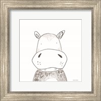 Framed 'Hippo Line Drawing' border=