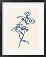 Framed Ink Lilies I Blue