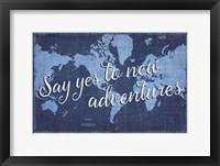 Framed Blueprint World Map Say Yes