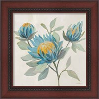 Framed 'Field Floral II Blue' border=