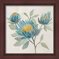 Framed 'Field Floral II Blue' border=