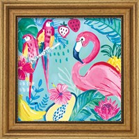 Framed 'Fruity Flamingos V' border=