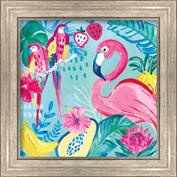 Framed 'Fruity Flamingos V' border=