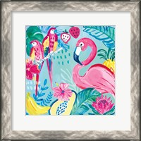 Framed 'Fruity Flamingos V' border=