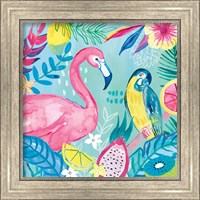 Framed 'Fruity Flamingos IV' border=