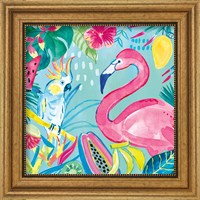 Framed 'Fruity Flamingos III' border=