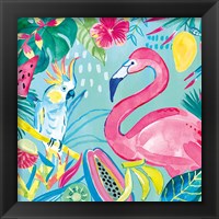 Framed 'Fruity Flamingos III' border=