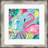 Framed 'Fruity Flamingos III' border=