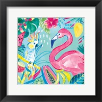 Framed Fruity Flamingos III