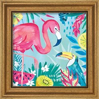 Framed 'Fruity Flamingos II' border=