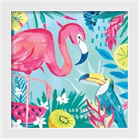 Framed 'Fruity Flamingos II' border=