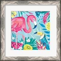 Framed 'Fruity Flamingos II' border=