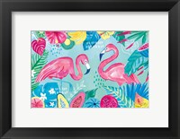 Framed Fruity Flamingos I