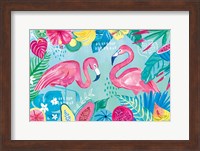 Framed Fruity Flamingos I