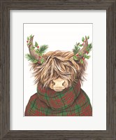 Framed Christmas Highland Cow