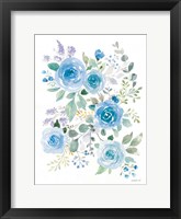 Framed Lush Roses II Blue