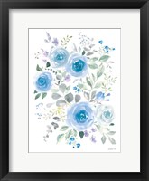 Lush Roses I Blue Framed Print