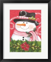 Framed Snowman & Poinsettia