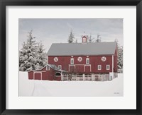 Framed Red Barn in the Pines