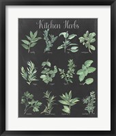 Framed Kitchen Herb Chart on Black II