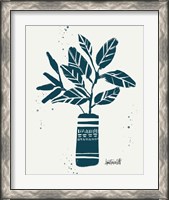 Framed 'Monochrome Blue Botanical Sketches VI' border=