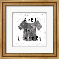 Framed 'Laundry Rules III BW' border=