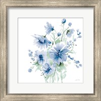 Framed 'Secret Garden Bouquet I Blue Light' border=