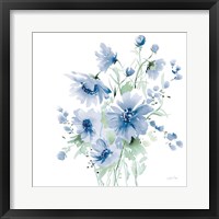 Framed 'Secret Garden Bouquet I Blue Light' border=