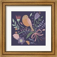 Framed 'Royal Birds IV Purple' border=