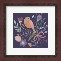 Framed 'Royal Birds IV Purple' border=